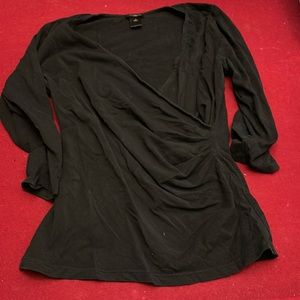 Banana Republic Black Faux Wrap Long Sleeve top size Small